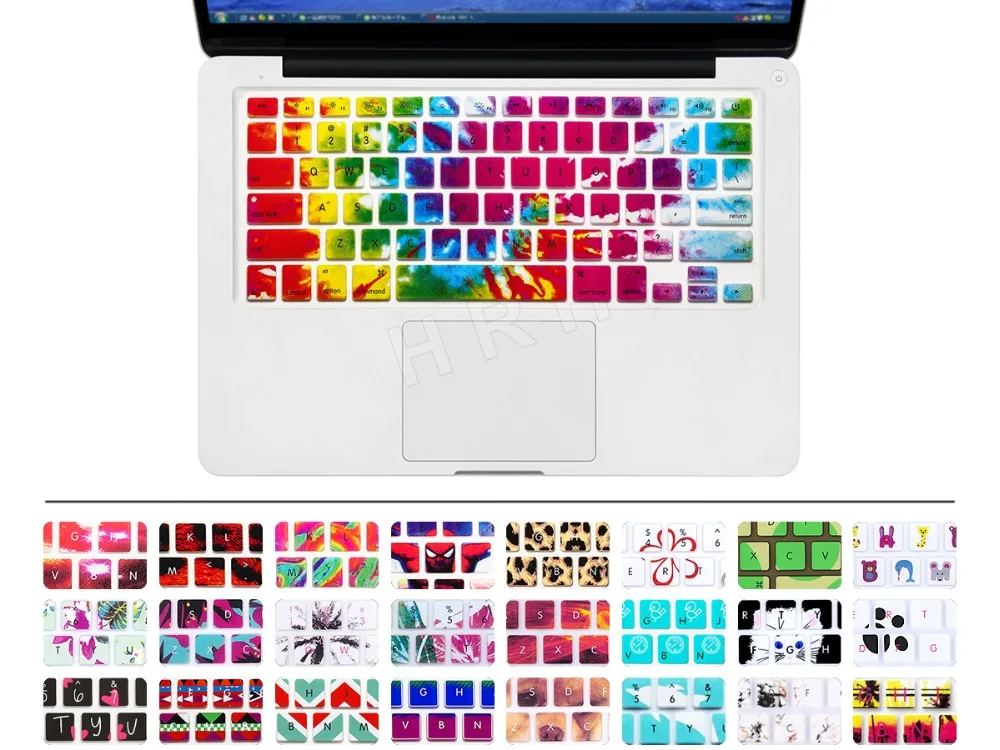 Силиконовая наклейка с цветами радужная клавиатура чехол защита кожи для Apple Mac