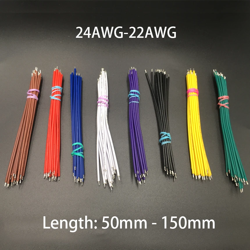 AWG24 AWG22 50 мм 100 мм 150 мм длина 300 В красная черная ПВХ Луженая пластина паяльная головка электрическое соединение медный Fly Jumper Wire Cable
