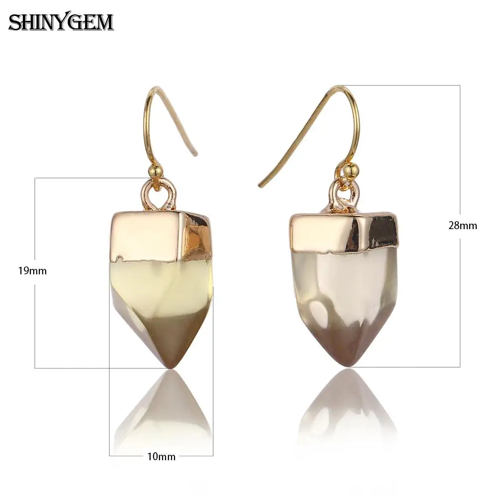 ShinyGem неправильной формы с натуральным кристаллом Серьги драгоценными камнями
