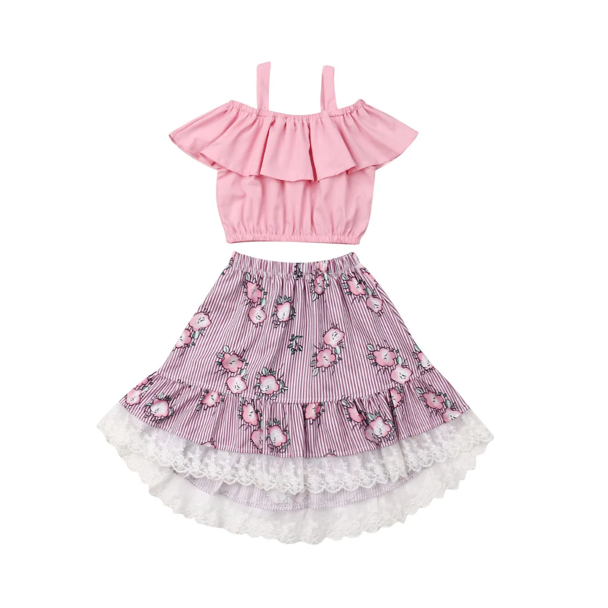 Комплекты одежды для маленьких девочек розовые футболки с открытыми плечами