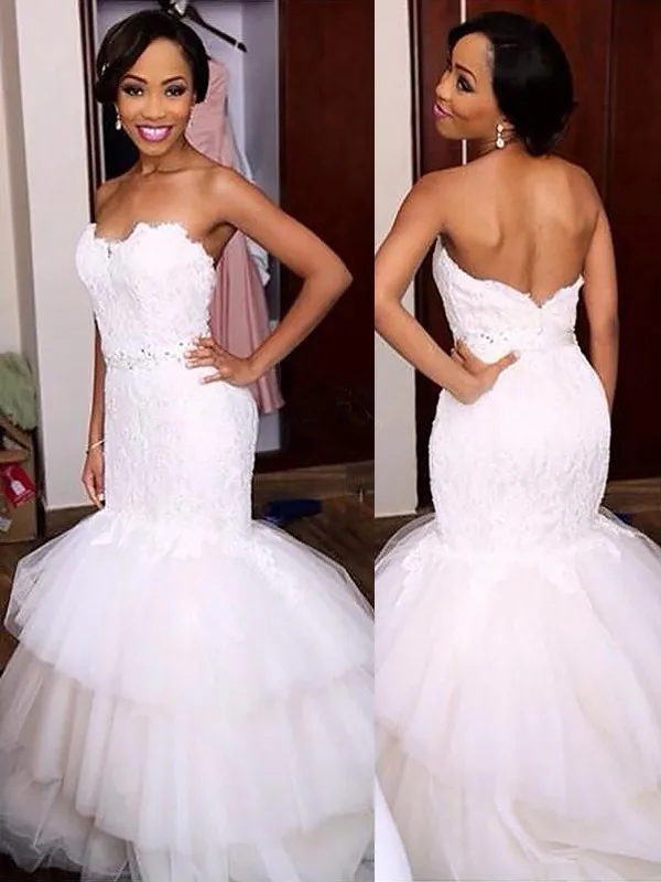 

Ball Gown Sweetheart Long Sleeves Sweep/Brush Train Lace Tulle Wedding Dress