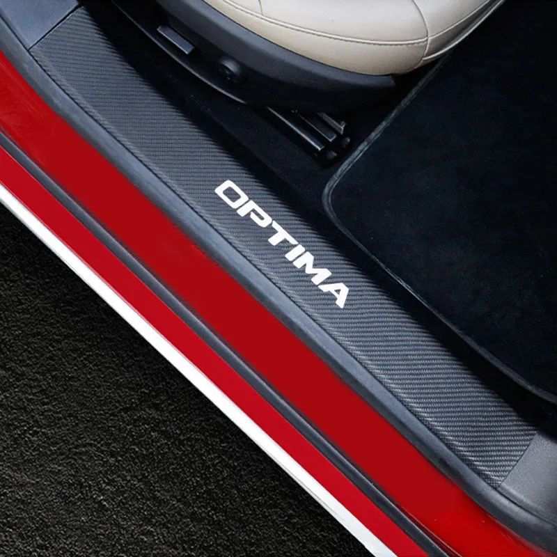 Для Kia Optima Накладка на порог двери автомобиля порога Шаг пластины из углеродного волокна из искусственной кожи автомобиль-Стайлинг