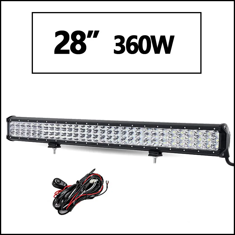 Oslamp 1" 20" 2" 28" 3" 44" 3-строки, светодиодные панели offroad combo Луч работы свет бар DC12v 24 В Грузовик внедорожник ATV 4WD 4x4 привело бар - Цвет: 28inch with wire