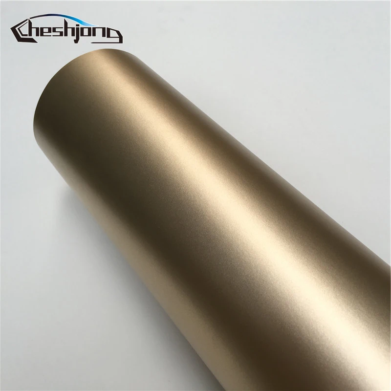 Атласная виниловая автомобильная пленка цвета шампанского и золота матовая