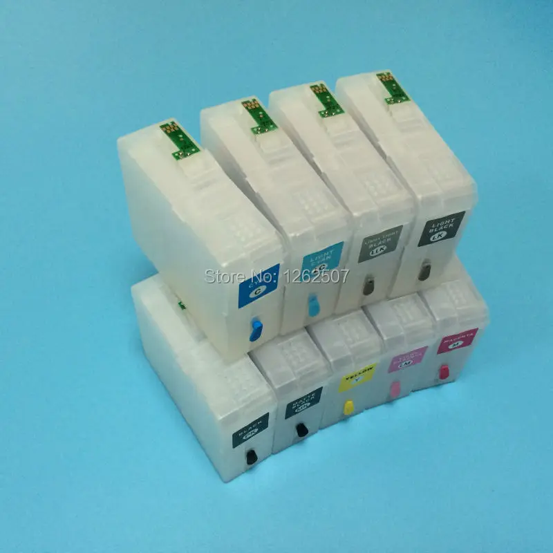 3880 For Epson T5801-T5809 80ml x 9colors Refillable ink cartridge for Epson 3880 printer with chip sensor