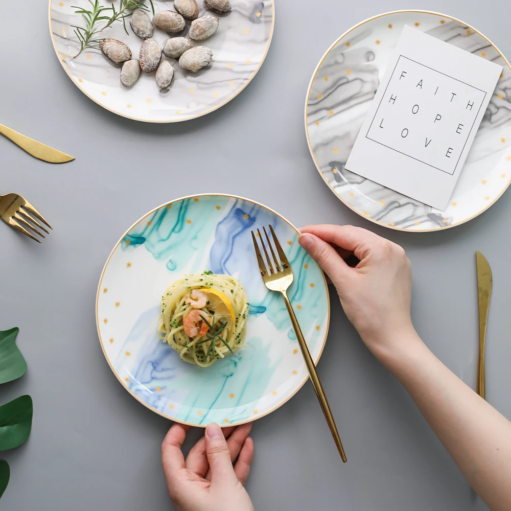 Керамические обеденные тарелки Круглые 8 дюймов разноцветные креативные для