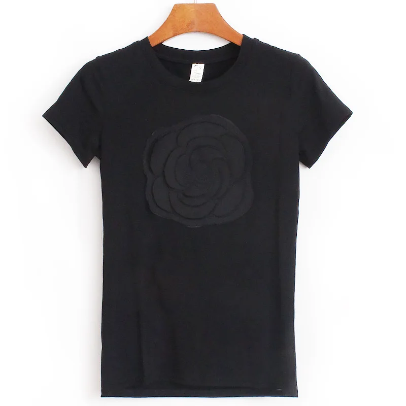 Женская футболка 2019 модная летняя с 3d вышивкой камелии в стиле Харадзюку женские