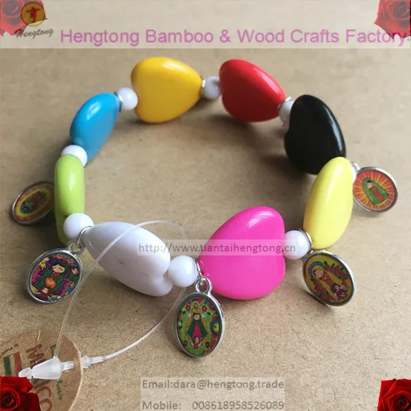 Бесплатная доставка 6 шт./упак. цветной браслет в форме сердца с иконой Розария