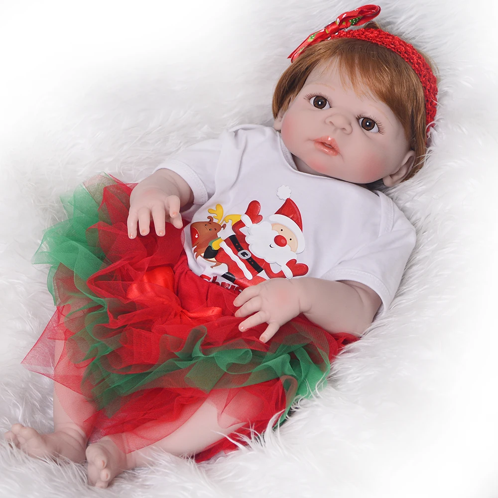 23 дюйма Boneca bebes reborn girl силиконовые виниловые куклы для новорожденных 57 см