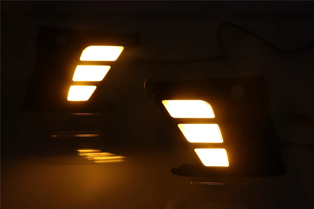 2 шт. DRL для Ford Focus Автомобильный светодиодный дневной ходовой свет противотуманная фара вождение свет с поворотным желтым сигнальным реле