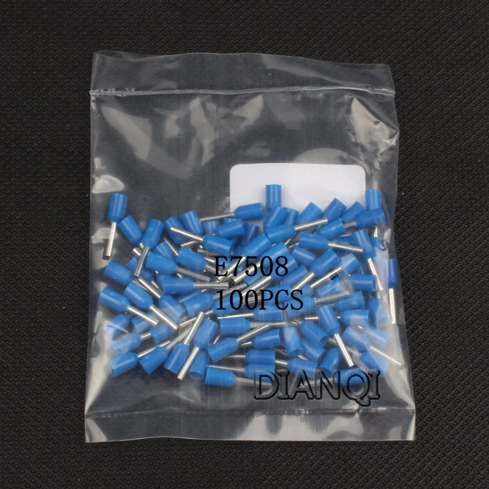 DIANQI E7508 100 шт./упак. трубки Изоляционные изолированные клеммы 0.75MM2 кабель провода разъем изоляционные обжимной терминал разъем для электронных сигарет