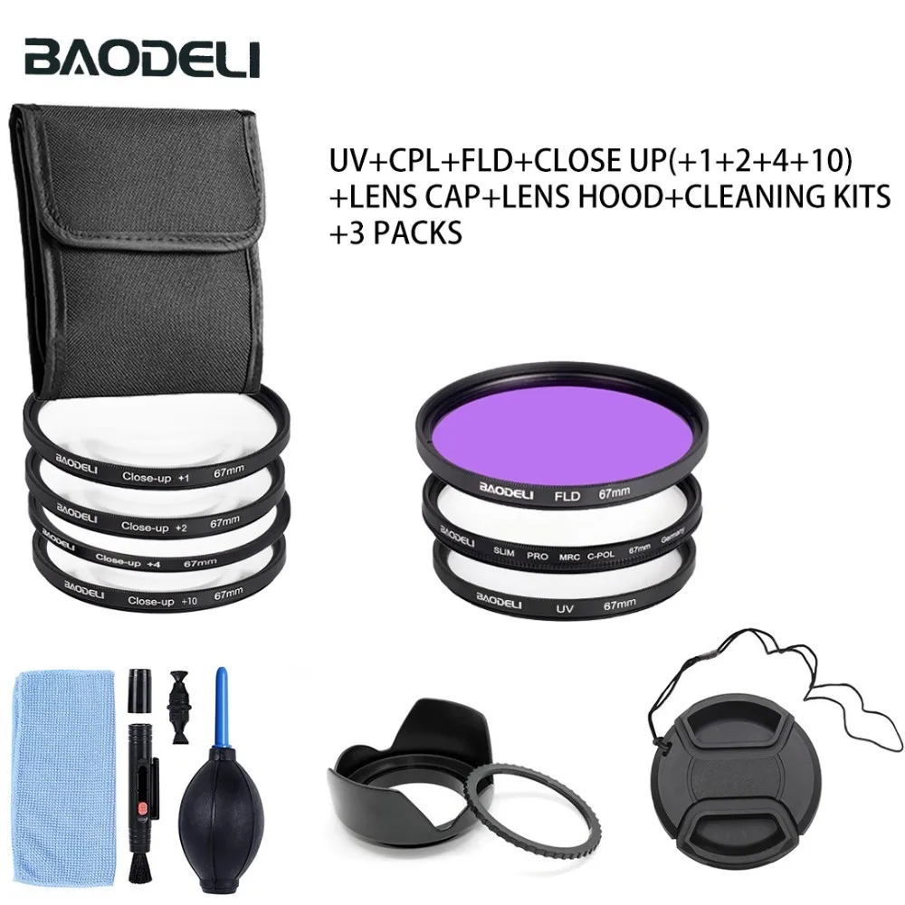 SET 3 BAODELI Nd Fld Uv Macro Star Polarisatie набор фильтров для объектива семейный 49 52 55 58 62 67 72 77 82 мм для Nikon Canon sony аксессуары - Цвет: SET 3