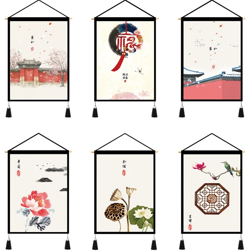 Китайские стили подвесная картина холст плакат настенные картины для гостиной
