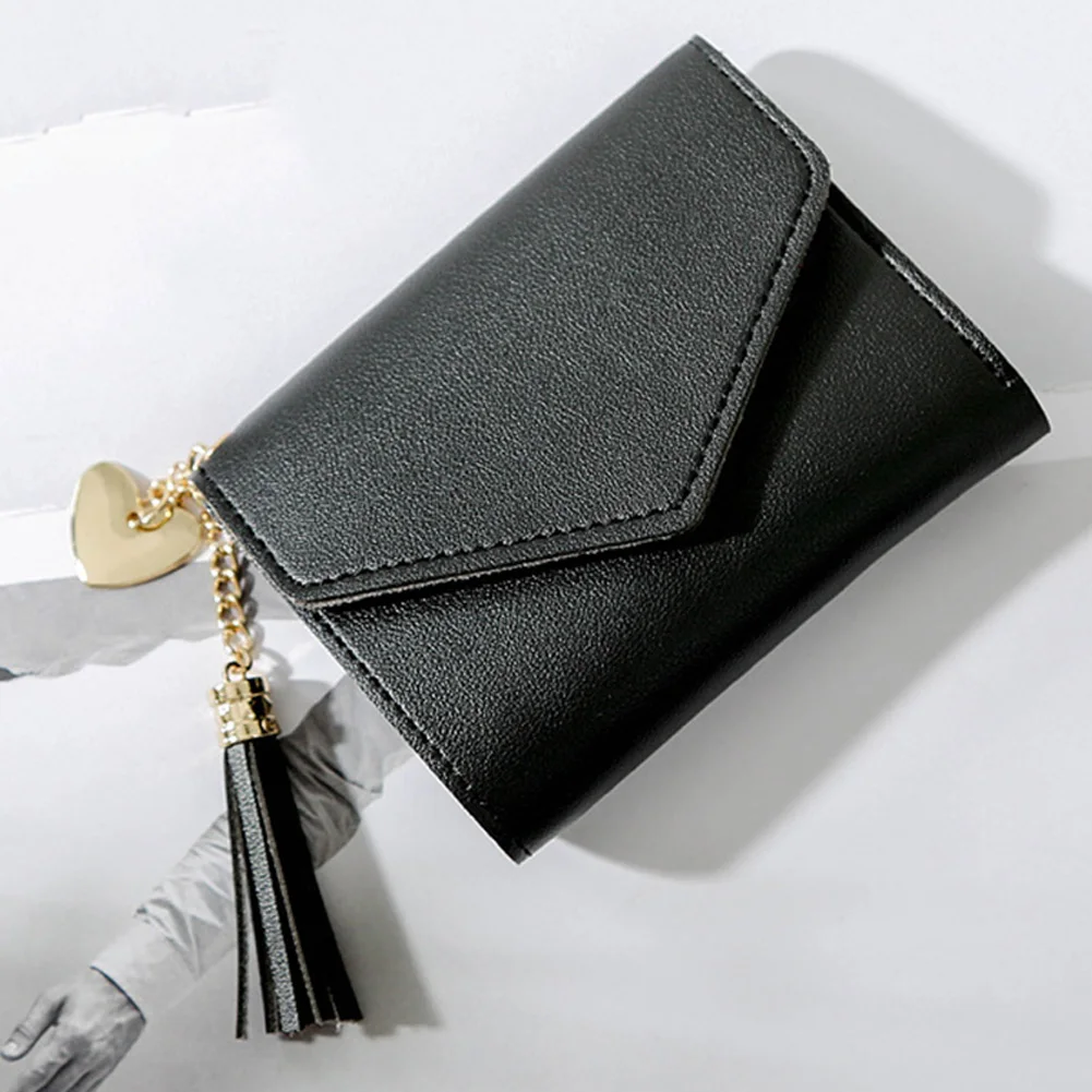 Женские сумочки кошелек с кисточками модный однотонный короткий застежкой на