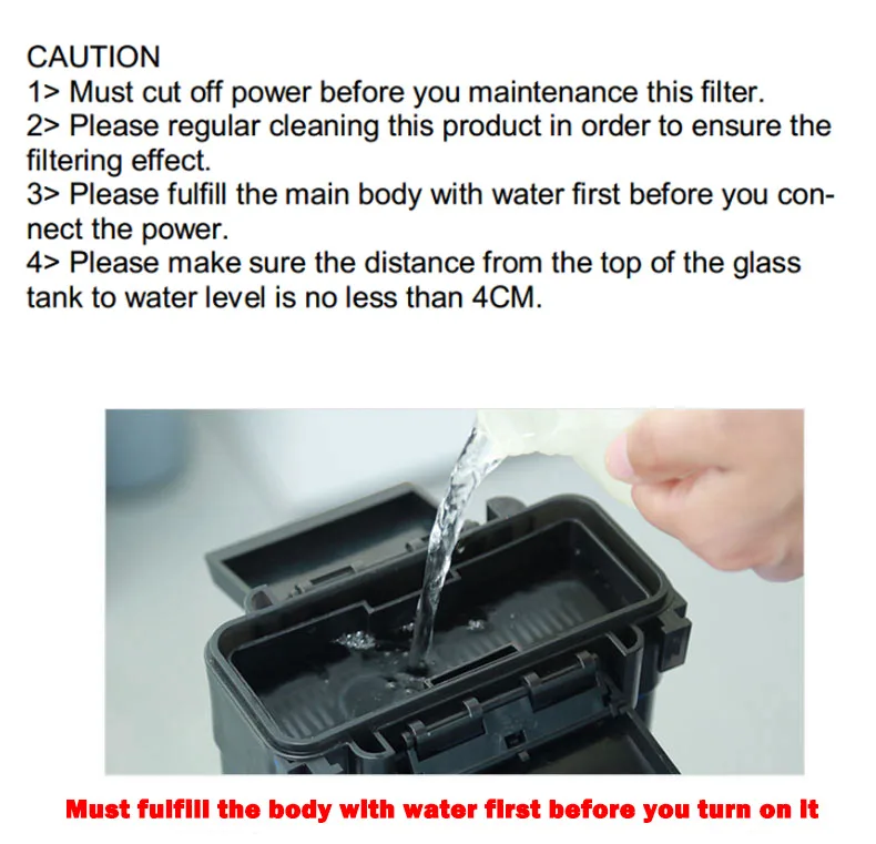 Фильтр SunSun Hang On Waterfall со съемным отделителем жира 500л/ч 20-40см аквариумного бака 6В многоступенчатый поток рыбы с регулируемым потоком HBL801.