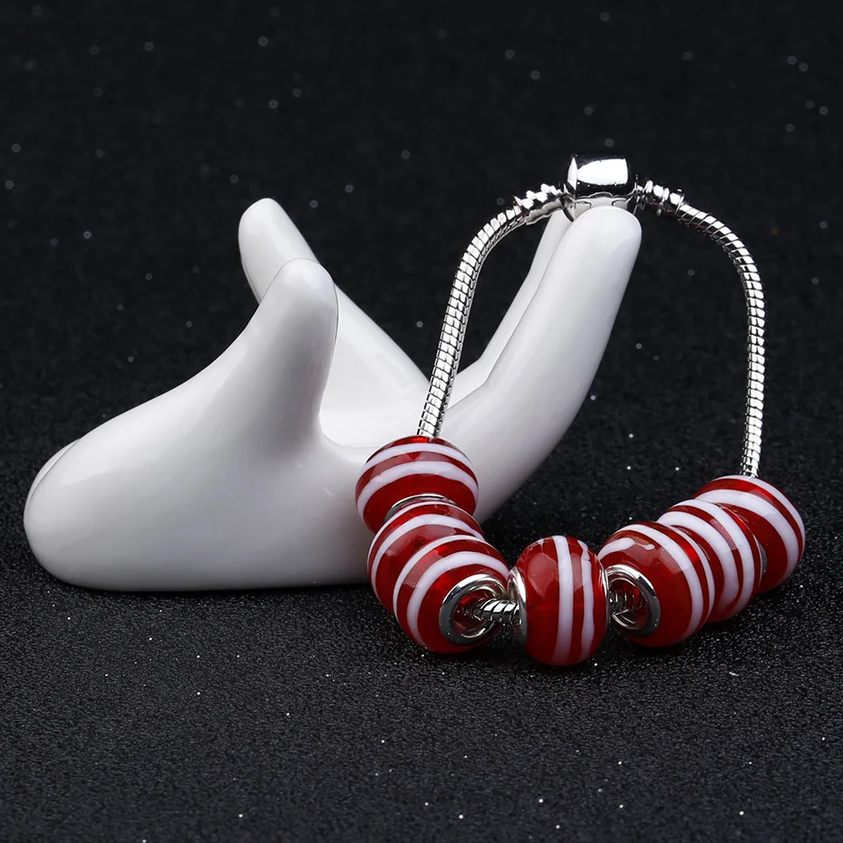 

10 Pcs a Lot Glass Red Beads Spacer Bead Round Large hole DIY Chunky Czech Murano Charm Pendant Fit For Pandora Charms Bracelet