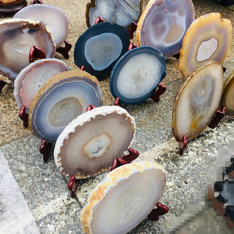 Натуральный кристалл драгоценный камень грубый Агат ломтик для горки|Камни| |