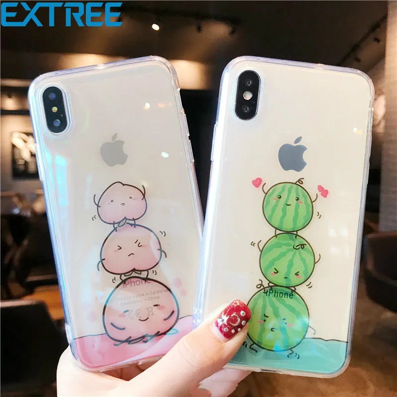 EXTREE свежие фрукты в летние прозрачные синий свет мягкий чехол для iPhone X 8/7/6 Plus