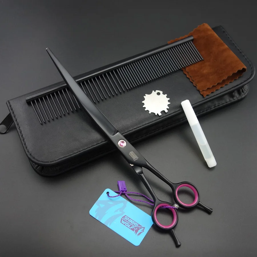 Профессиональные ножницы для груминга собак SHARP WOLF 8 0 дюйма изогнутые + стальная