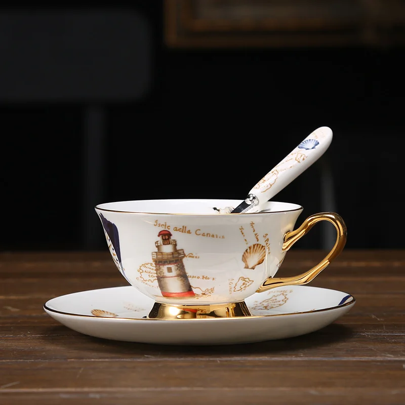 A006 1piece set Европа Кофе чашки набор Чай чашки набор костяной фарфор фарфоровая чашка и блюдце Чай время днем Чай вечерние творческие свадебные подарки - Цвет: A006 1piece set