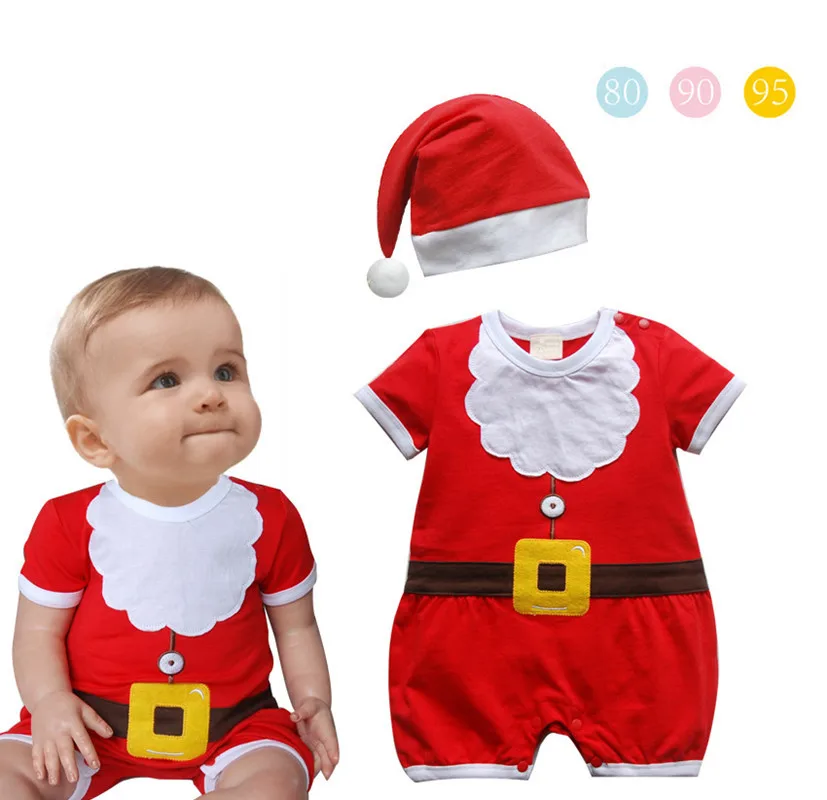 Christmas Clothes Baby Romper Santa Claus Newborn Clothing Cotton Jumpsuit + Hat New Year Costume |