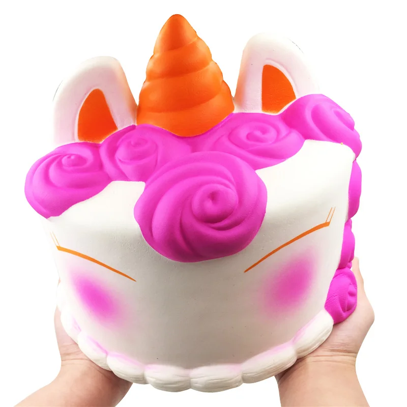 pink unicorn cake Кавайный мягкий большой размеры гигантский Squishi пиццы мороженое печенье вафельный торт животного еда снятие стресса мяч игрушка в подарок - Цвет: pink unicorn cake
