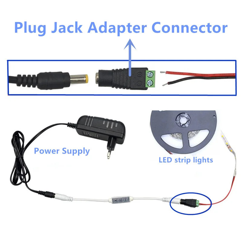 DC Мощность Гнездовой разъем Jack адаптер Разъем 2,1x5,5 мм KS для CCTV одноцветный светодиодный полосы 5050 3528 5630 3014 SMD