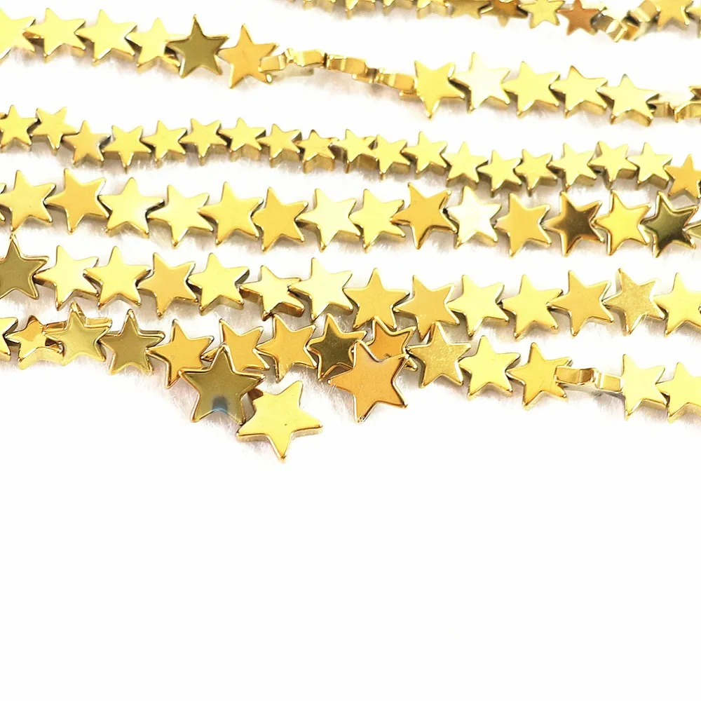 Gold-color Hematite Stone HOT Sell 6mm 8mm 10mm Natural Fashion Star Shape Beads Loose 15 Inches B199 | Украшения и аксессуары