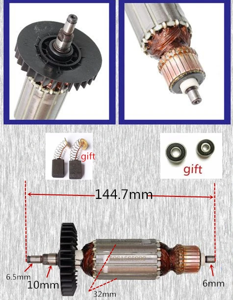 AC220-240V ротора якорная арматура Замена для MAKITA 100 9523NB 9524NB 9525NB 517303-0 518835-0 ротора