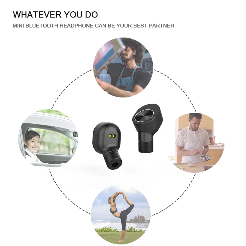 QCR TWS Wireless Earphone In-Ear True Sport Bluetooth Earbuds Best Cordless Earphones with Mic Smallest Stereo headset | Электроника