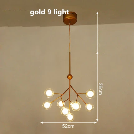 gold 9 light Современные двойные стеклянные абажуры G4 светодиодные подвесные лампы, подвесные светильники для гостиной, подвесные лампы - Цвет корпуса: gold 9 light