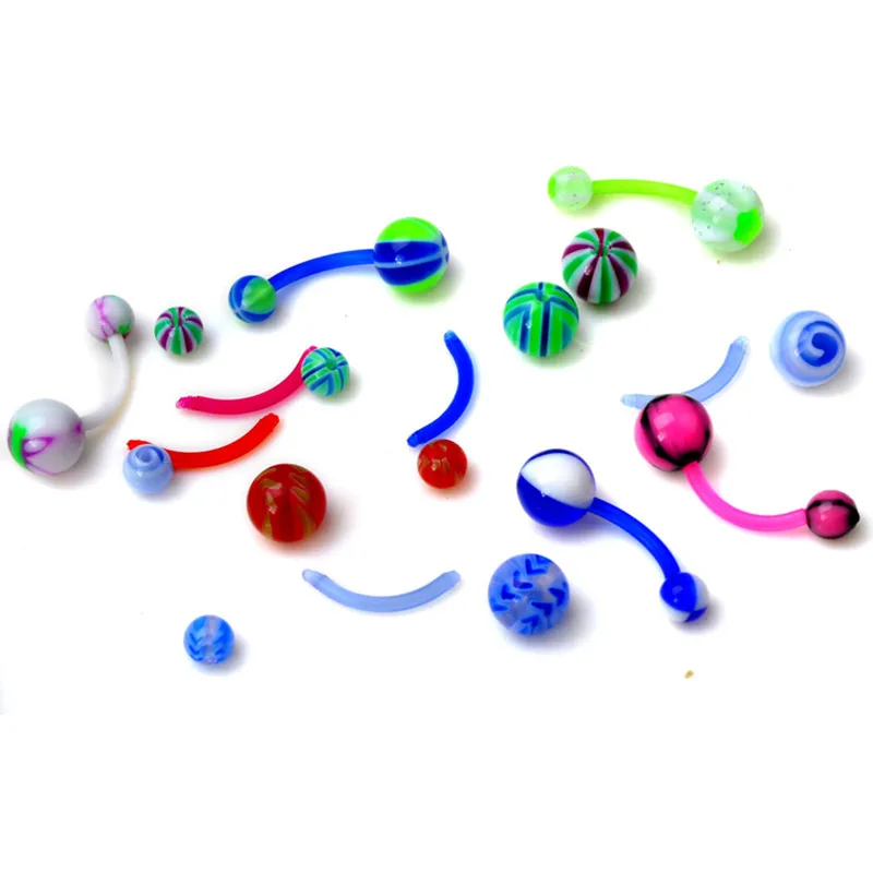 Новинка 5 шт разноцветные акриловые пупка кольца живота украшения для пирсинга