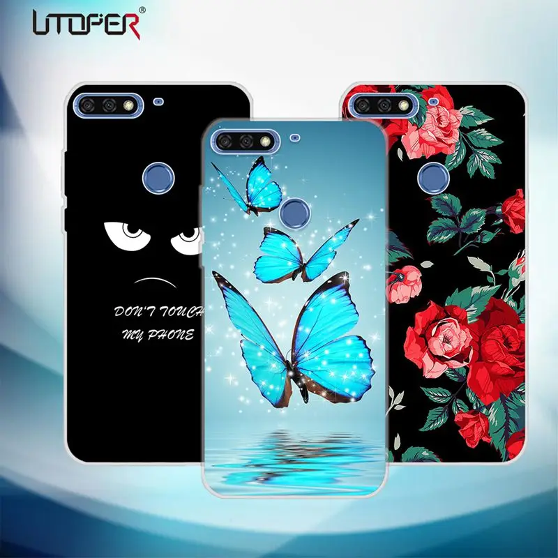 UTOPER Coque для huawei Honor 7C случае Silisone Мягкие TPU милый кот чехол телефона наслаждаться 8