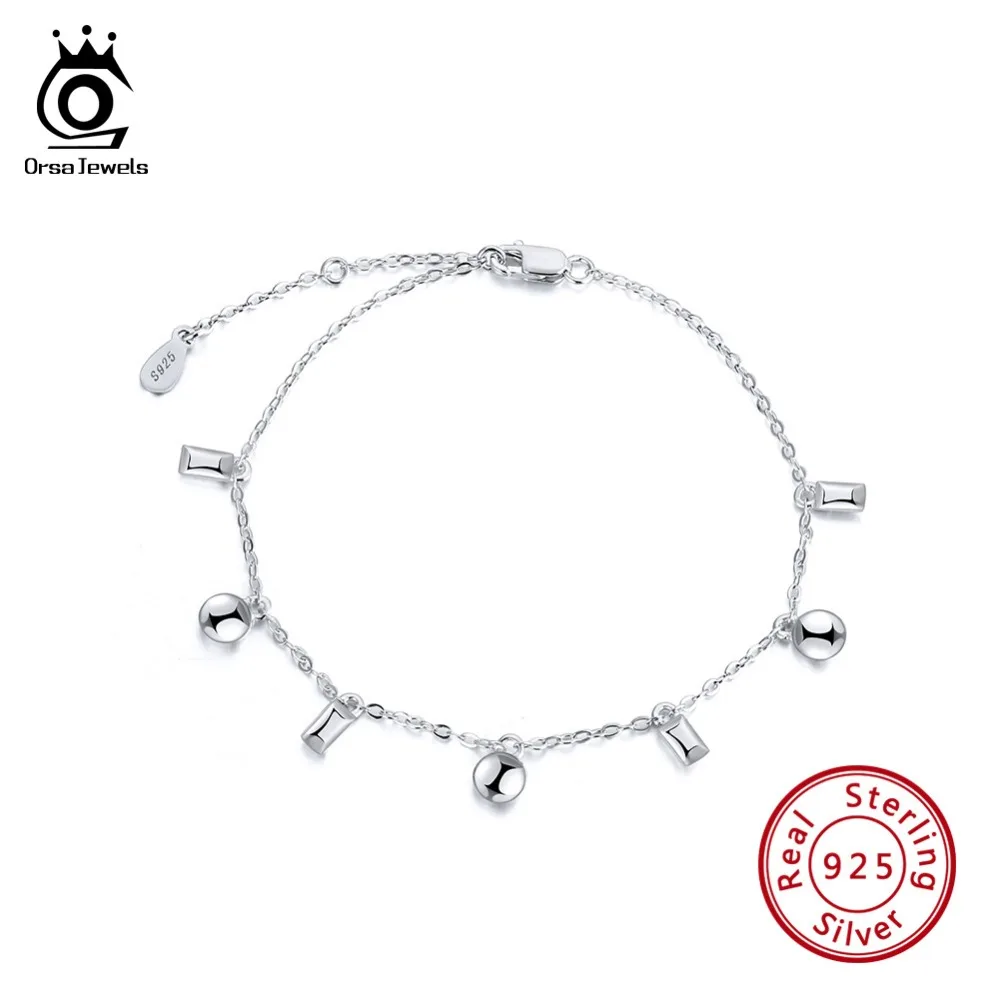 ORSA JEWELS, однотонные браслеты из серебра 925 пробы и браслеты круглой формы с замком, женские роскошные серебряные ювелирные изделия для вечеринки, подарки SB38