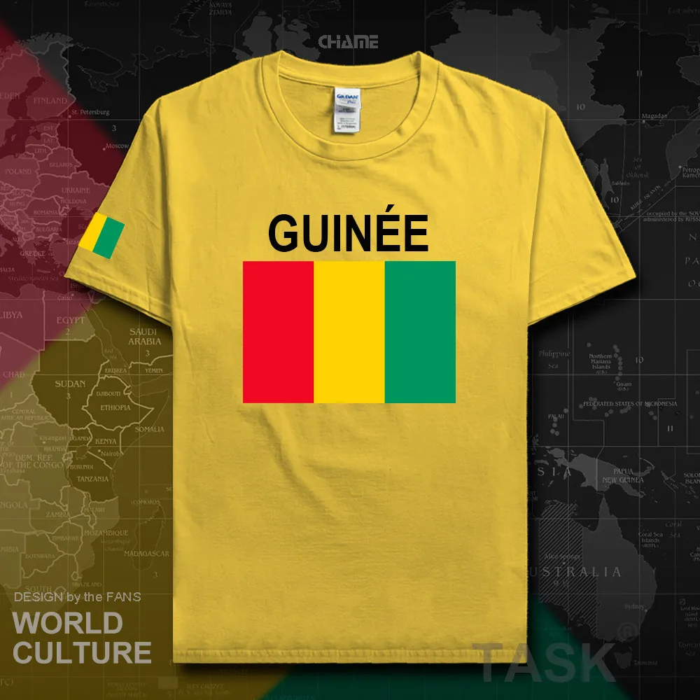 Guinean GN Мужская футболка с национальной символикой хлопковая Спортивная 02|Мужские