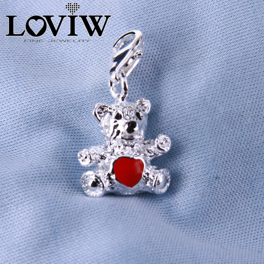 Мода красное сердце любовь медведь подвески Шарм Bijoux Ювелирные изделия клуб