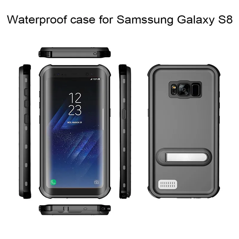 Для Samsung Galaxy S8 водонепроницаемый чехол для Plus откидная подставка полная защита