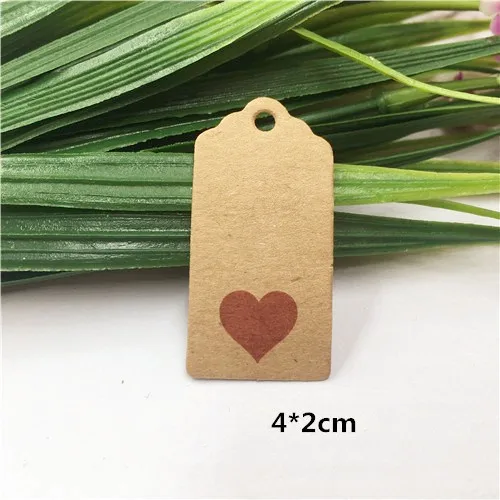 4x2cm 100 шт. крафт-бумага, упаковка в нескольких стилях, бирки для свадьбы/дня рождения, коробки для конфет, ценники для цветов/этикеток для косметики - Цвет: 4x2cm