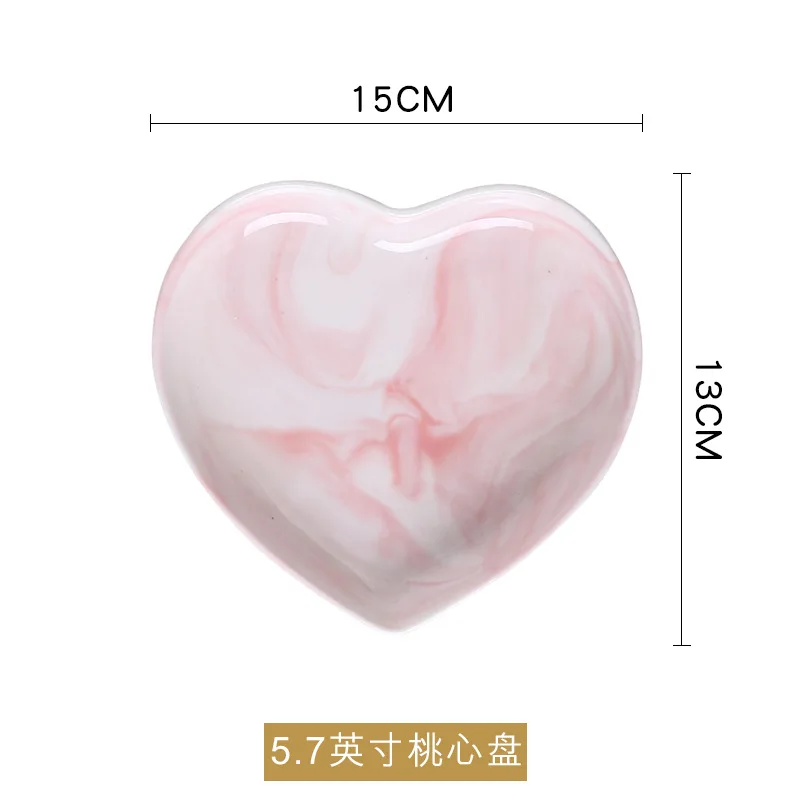 Heart Plate S Мраморная тарелка в форме сердца, миска, ложка, набор, еда, рисовый суп, Ramen, миска для лапши, ювелирное изделие, тарелка, керамическая посуда, Сервиз - Цвет: Heart Plate S
