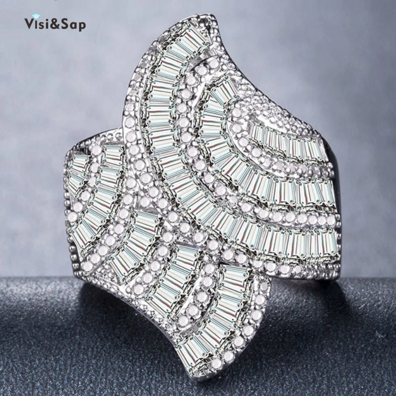 

Visisap Luxury Icedout Angle Wing Creative Rings for Women White Gold Color Ring Anniversary Jewelry Wedding Dropshipping B872