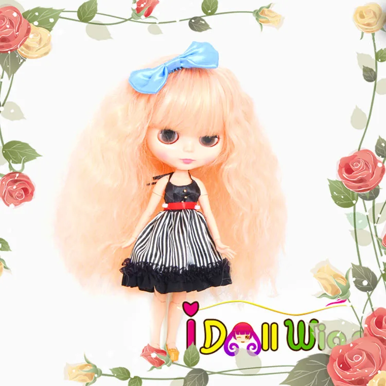 Бесплатная доставка недорогой парик кукла Bly персиковый розовый цвет пушистые