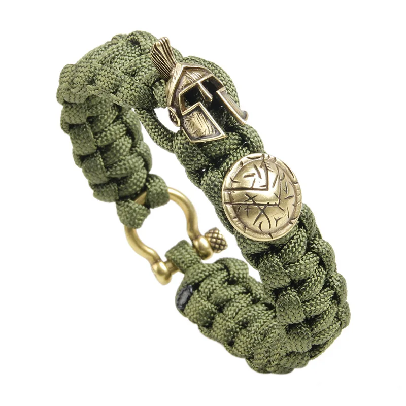 QTZ-125 Брендовый браслет Pulseira Masculina Спартанский браслет со шлемом воин наружный браслет для выживания ручной работы женский браслет - Окраска металла: QTZ-125