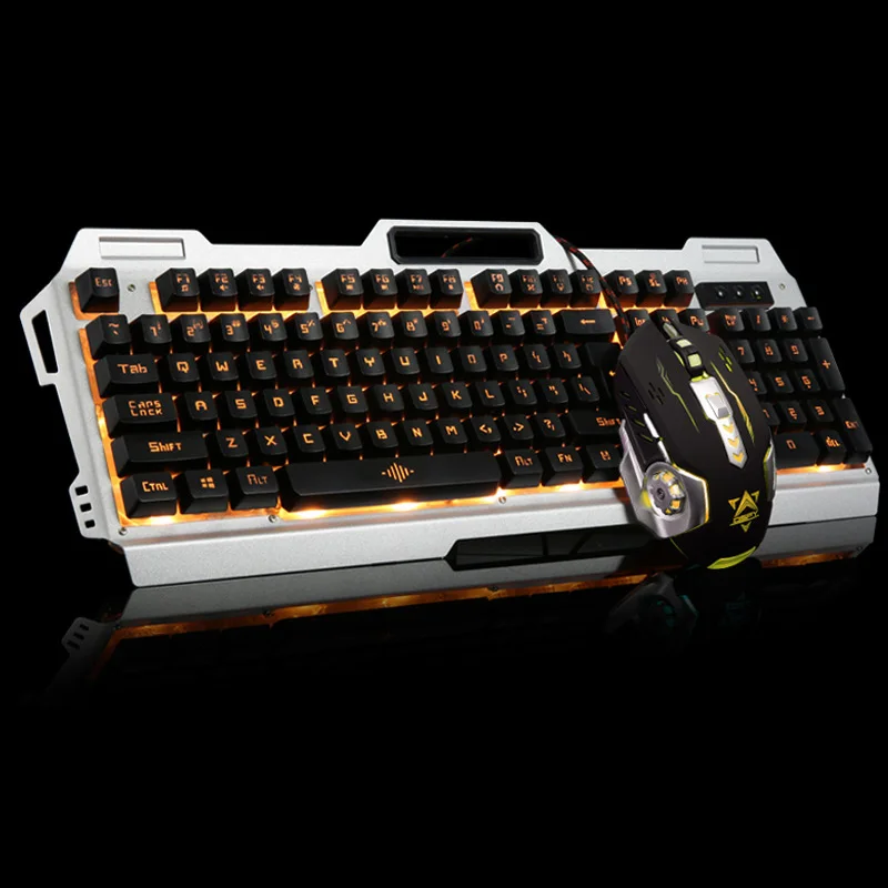 Новая Радужная желтая подсветка Pro Gamer игровая клавиатура 3200 dpi 6 кнопок механический светодиодный подсветка Pro игровая мышь