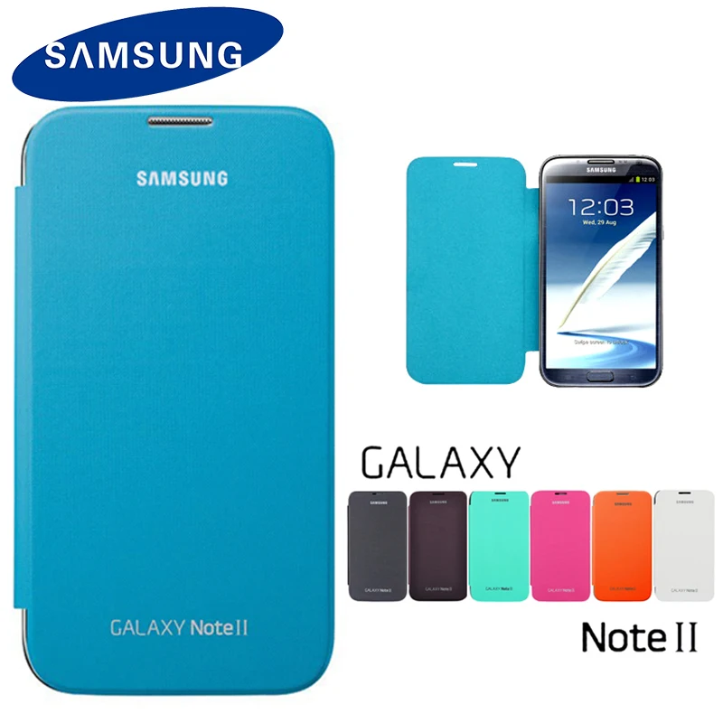 Оригинальный чехол samsung для Galaxy Note 2 N7100 флип из искусственной кожи матовый умный