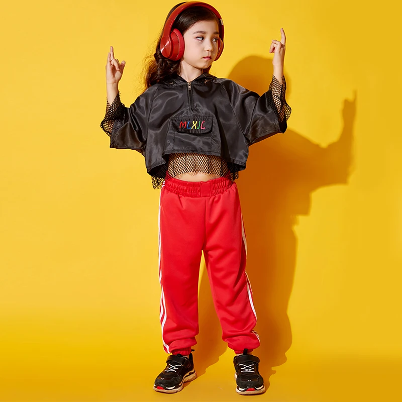 Новая одежда в стиле хип-хоп для девочек детские танцевальные костюмы черные