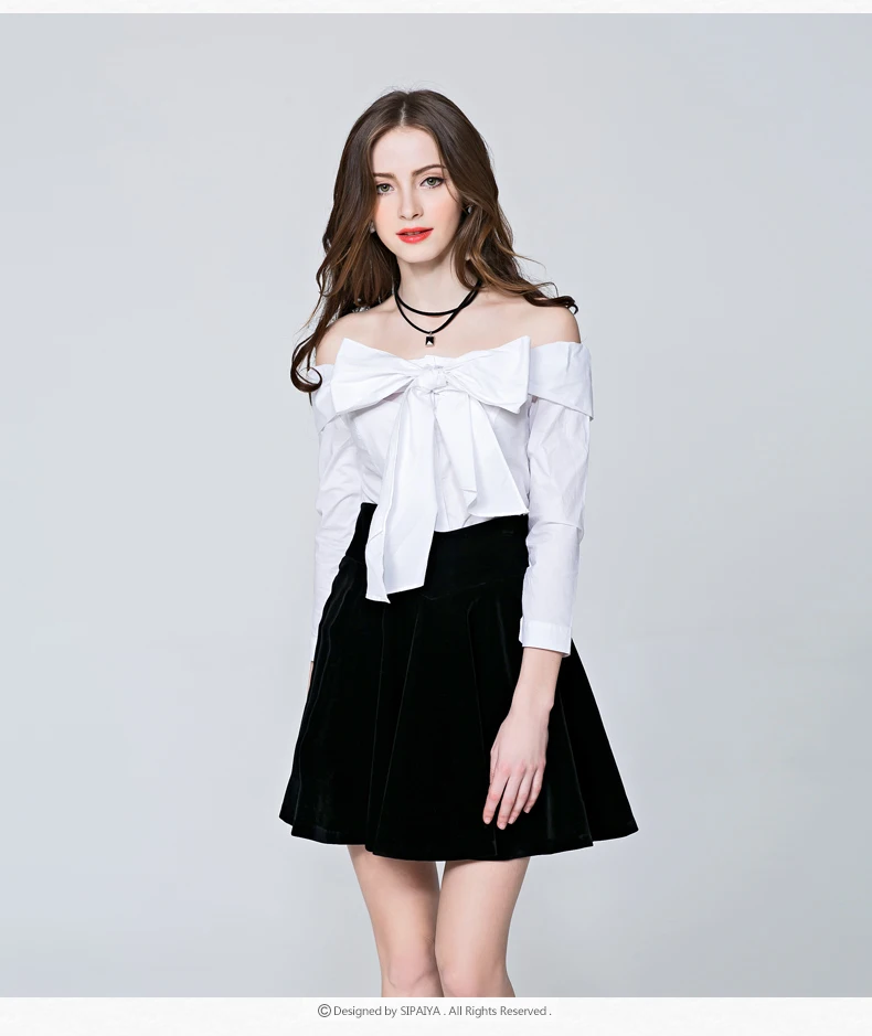 Женская блузка из хлопка SIPAIYA элегантная офисная с вырезом лодочкой без бретелек