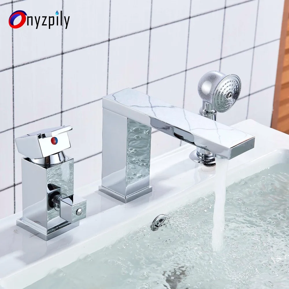 Смеситель для ванны Водопад 3 шт. смеситель раковины широкая Ванна хромированный