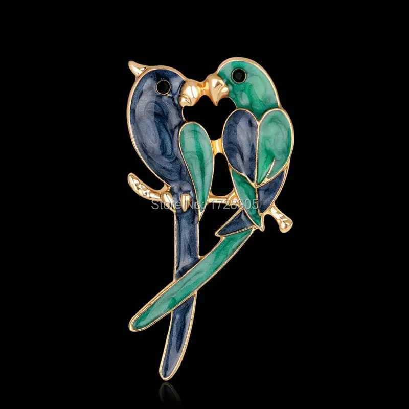 Новая синяя эмалированная любовь птица Рождественская декоративная брошь