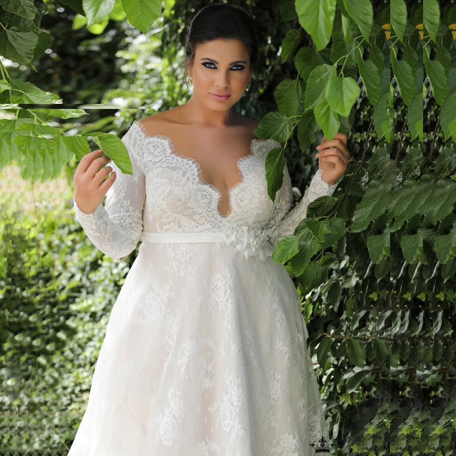 ADLN Дешевые Кружева Свадебное платье es Плюс Размер Vestido De Novia сексуальное v-образным вырезом с длинными рукавами свадебное платье для невесты Новое поступление