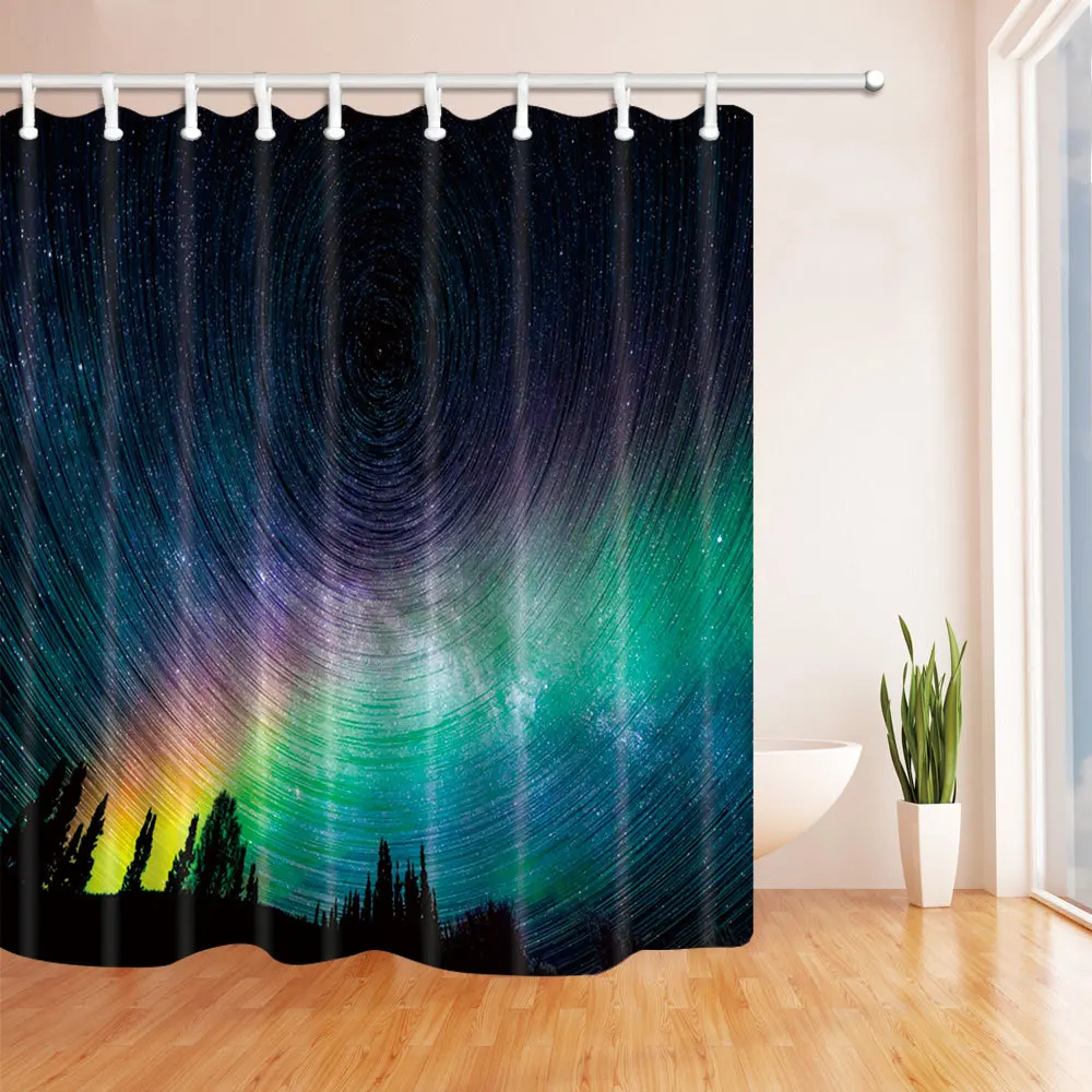 

Polyester Waterproof Shower Curtain Starry Star Rail Shower Curtain